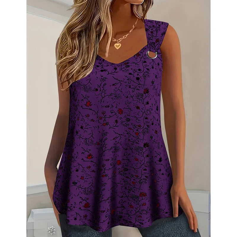 Kahina | Top Floral sin Mangas de Verano
