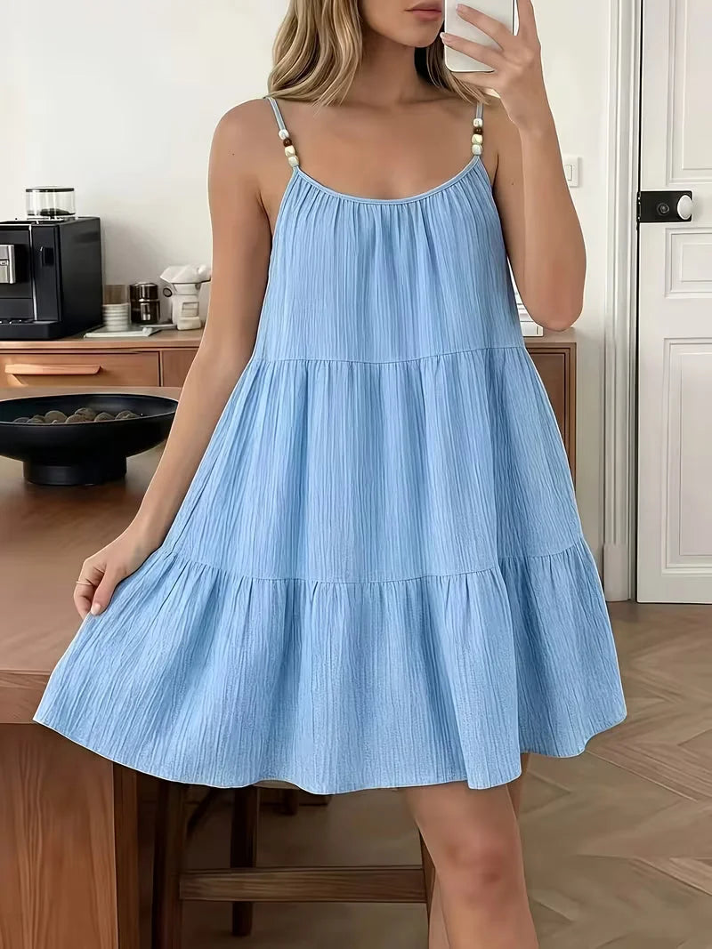 Masley | Vestido Corto Holgado con Tirantes Finos