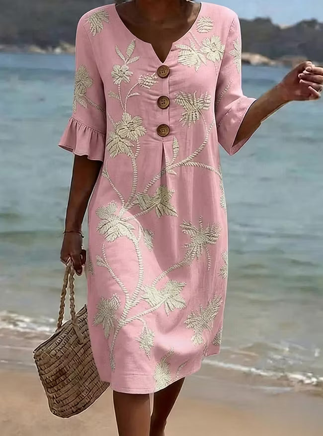 Fiorella | Vestido Floral de Algodón y Lino