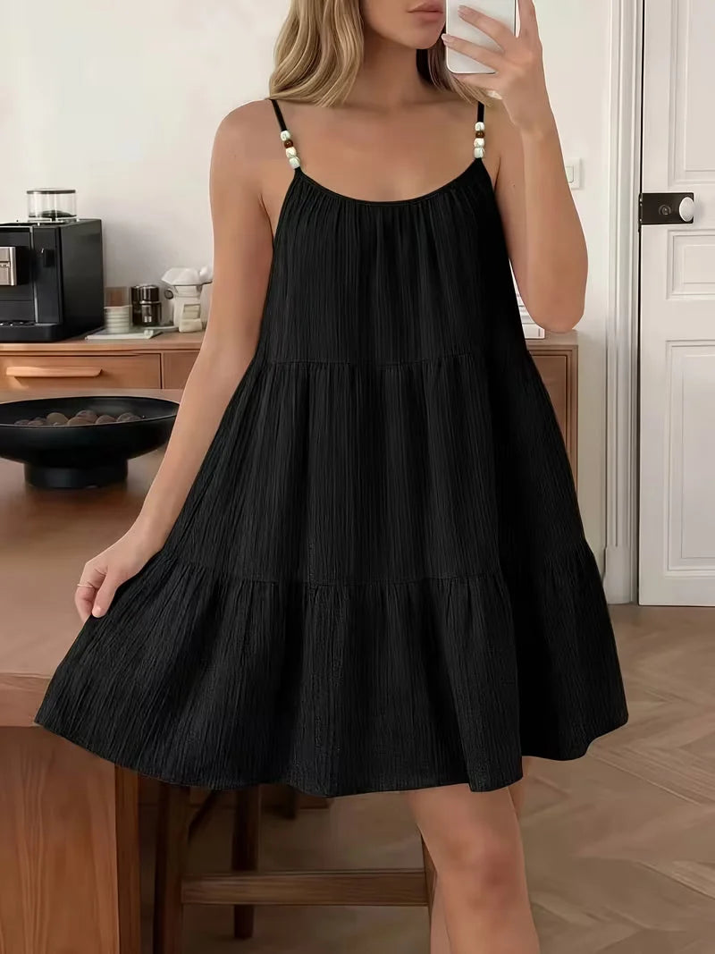 Masley | Vestido Corto Holgado con Tirantes Finos