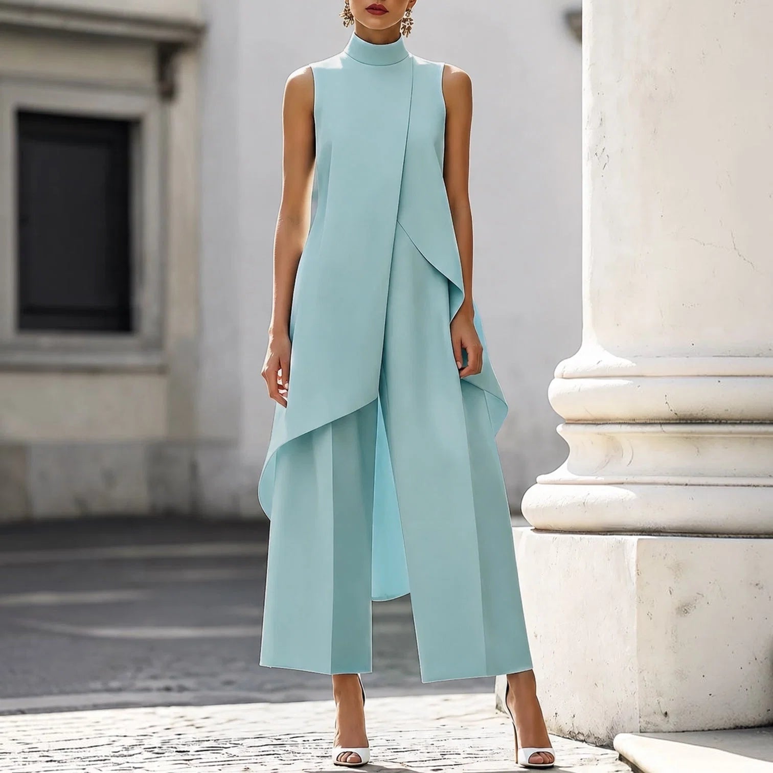 Maryam | Conjunto Elegante con Top Asimétrico y Pantalón Palazzo