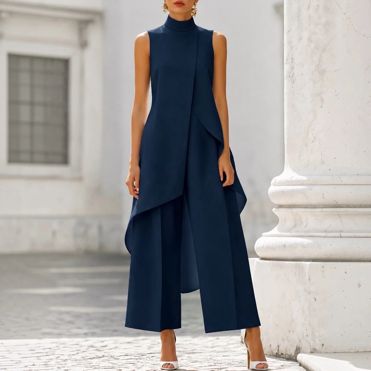 Maryam | Conjunto Elegante con Top Asimétrico y Pantalón Palazzo