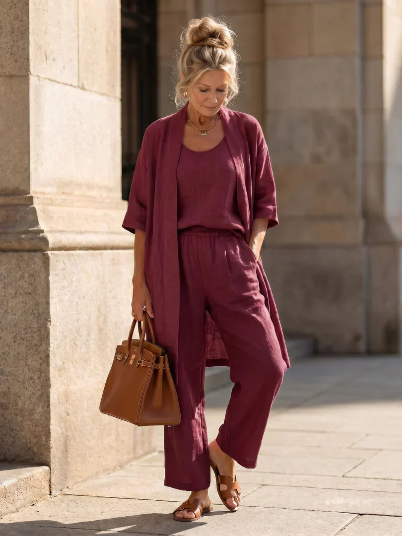 Lynna | Conjunto Ligero de Lino de Tres Piezas