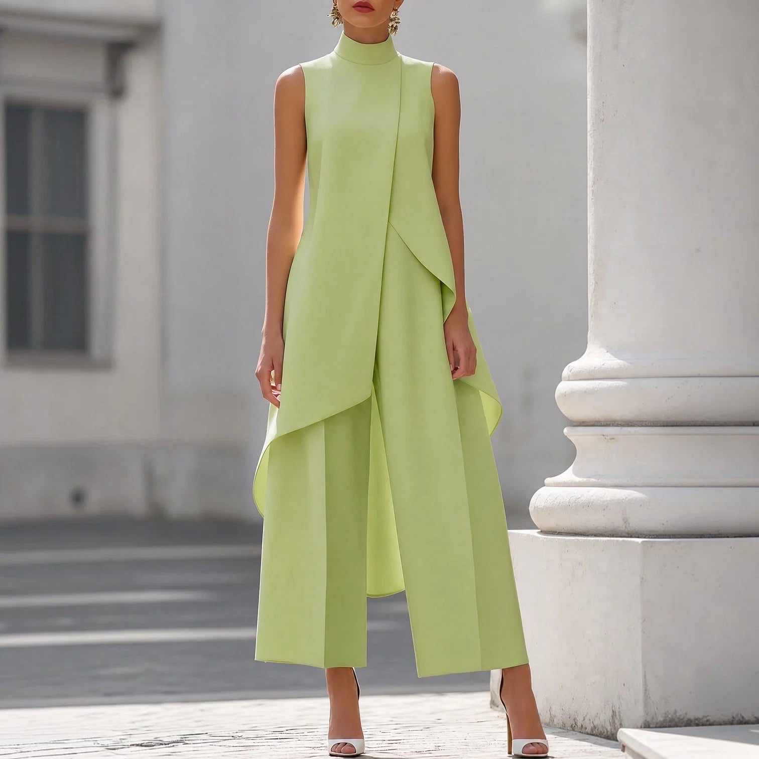 Maryam | Conjunto Elegante con Top Asimétrico y Pantalón Palazzo