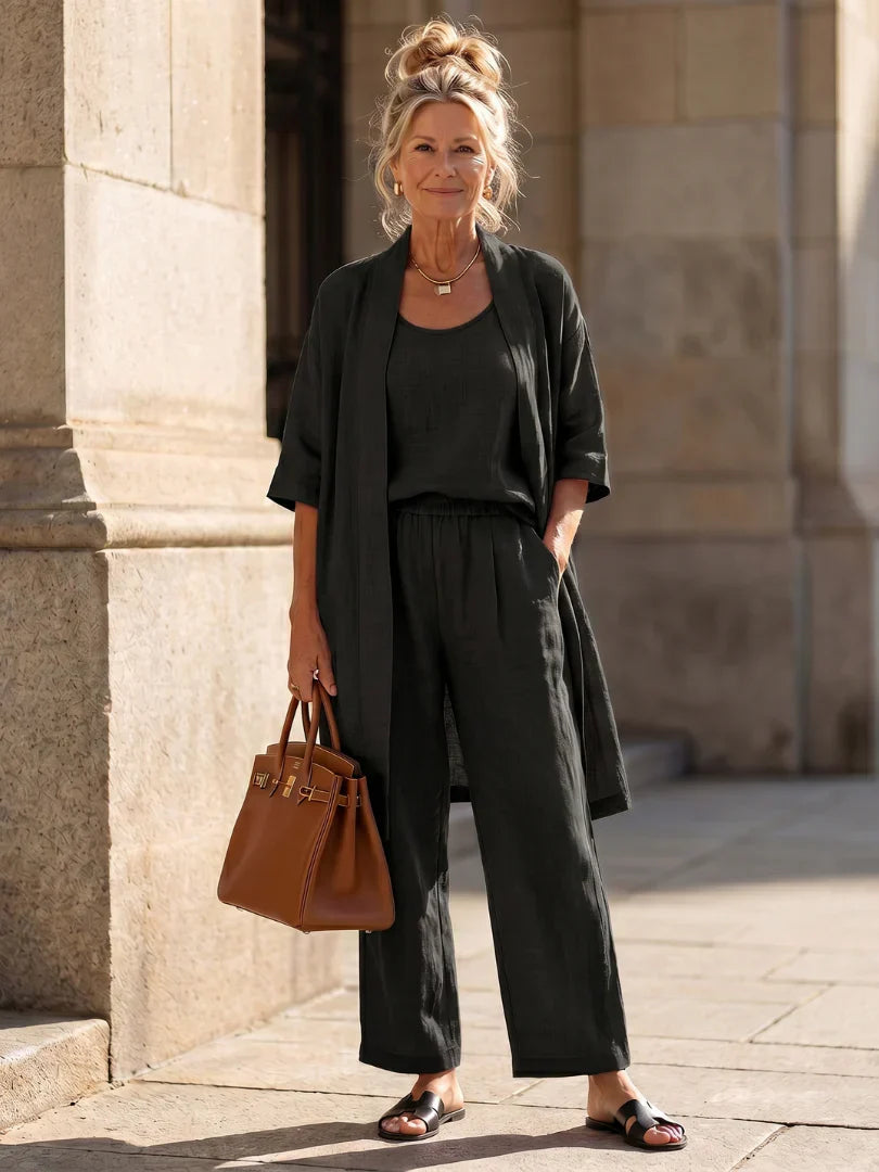 Lynna | Conjunto Ligero de Lino de Tres Piezas