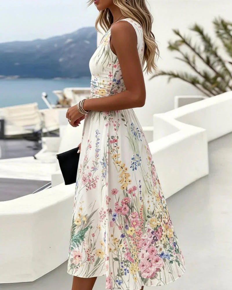 Cristine | Vestido Floral sin Mangas + Bolso de Regalo