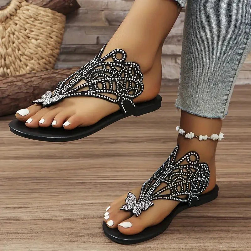 Thitera | Sandalias Elegantes de Piel con Detalle de Mariposa