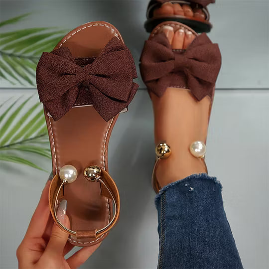 Paulina | Sandalias Elegantes con Tira de Perlas al Tobillo