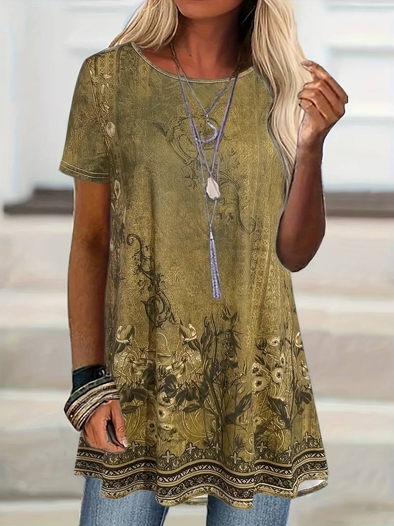 Amena | Camiseta Floral de Corte Holgado