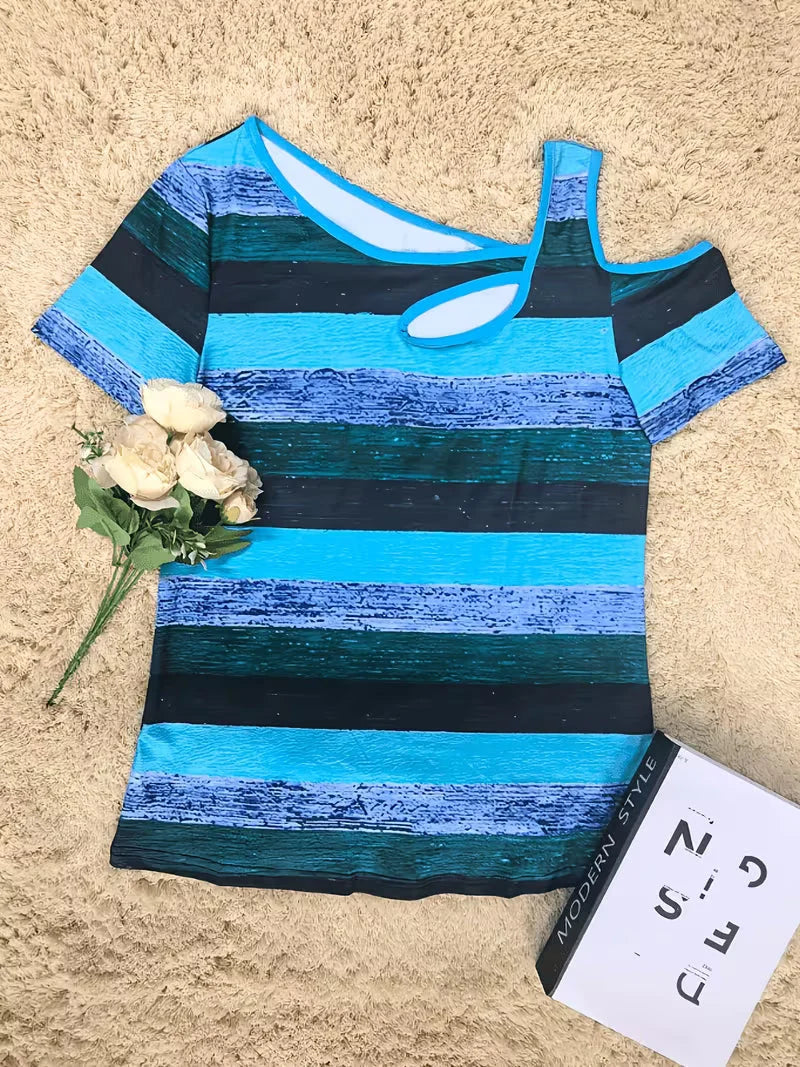 Sittina | Camiseta Rayada con Hombros Descubiertos