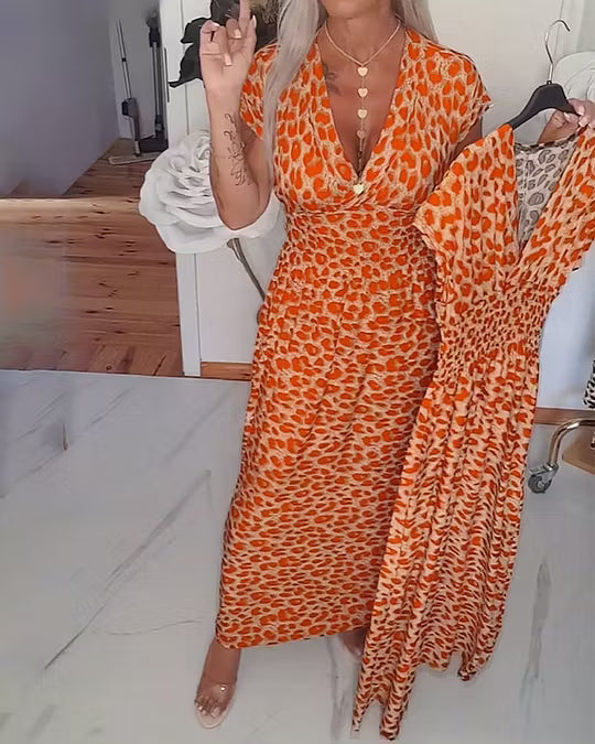 Liona | Vestido Elegante con Estampado de Leopardo y Escote en V