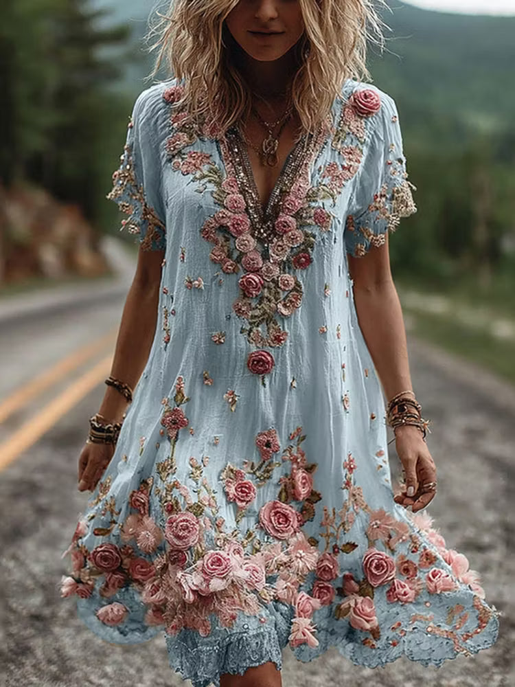 Lisa | Vestido Vintage con Bordado Floral