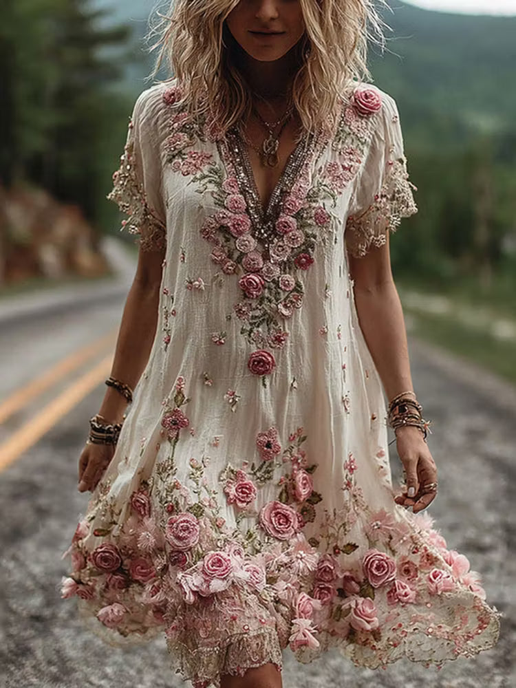 Lisa | Vestido Vintage con Bordado Floral