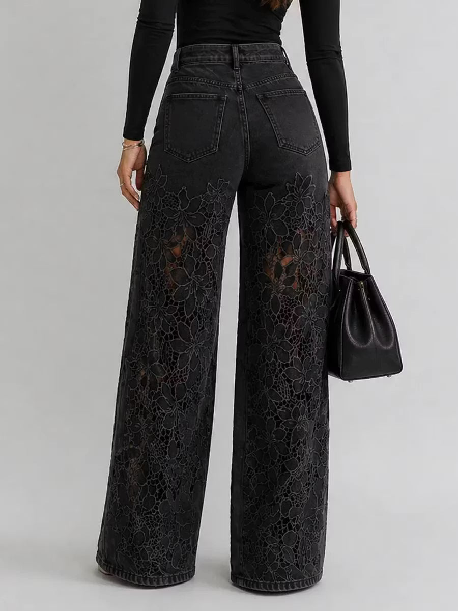 Loure | Vaqueros de Pernera Ancha con Encaje y Aberturas + Bolso de Regalo