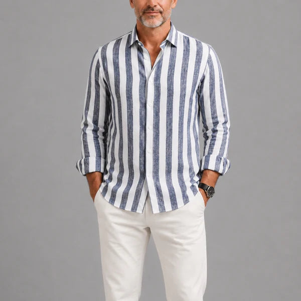Santorini | Camisa de Lino a Rayas para Hombre
