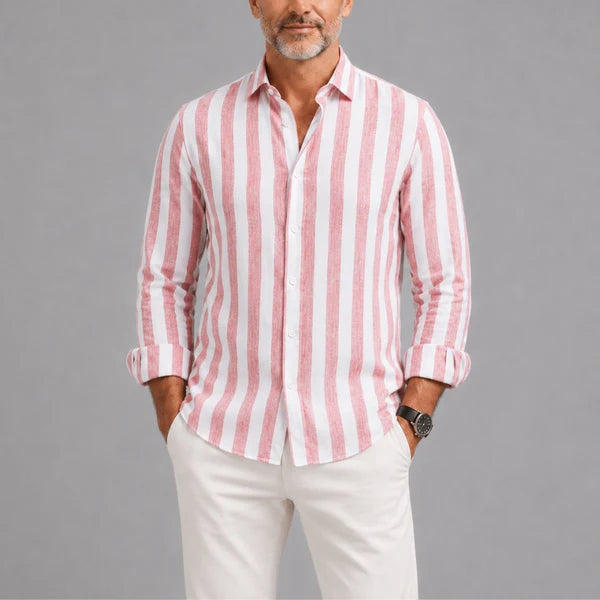 Santorini | Camisa de Lino a Rayas para Hombre