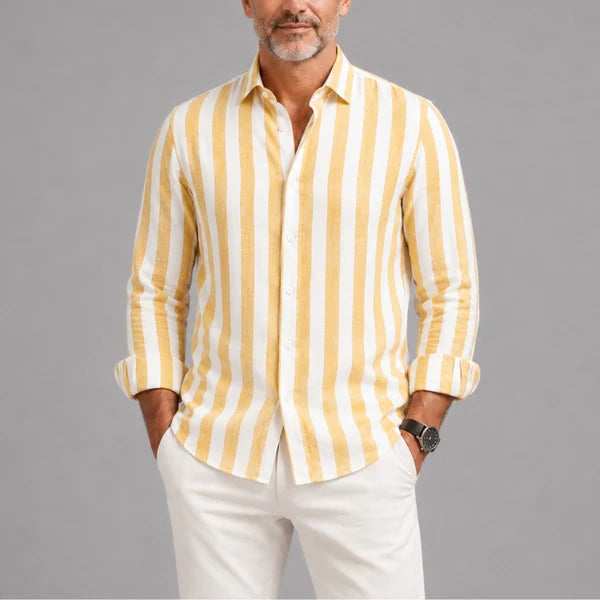 Santorini | Camisa de Lino a Rayas para Hombre