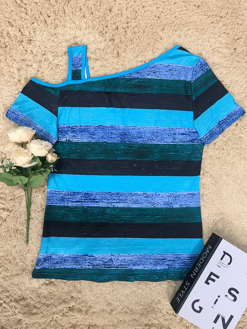 Sittina | Camiseta Rayada con Hombros Descubiertos