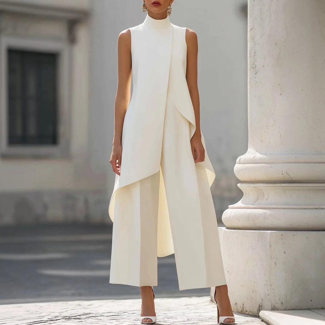 Maryam | Conjunto Elegante con Top Asimétrico y Pantalón Palazzo
