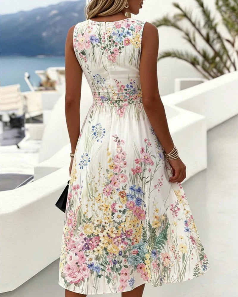 Cristine | Vestido Floral sin Mangas + Bolso de Regalo