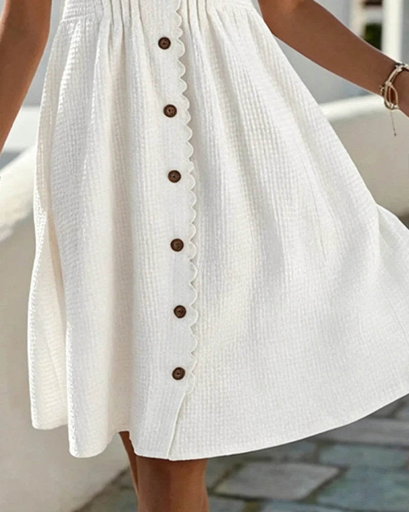 Deneke | Vestido Patchwork con Girasoles y Mangas Abullonadas