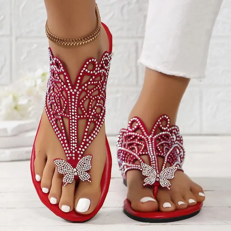 Thitera | Sandalias Elegantes de Piel con Detalle de Mariposa