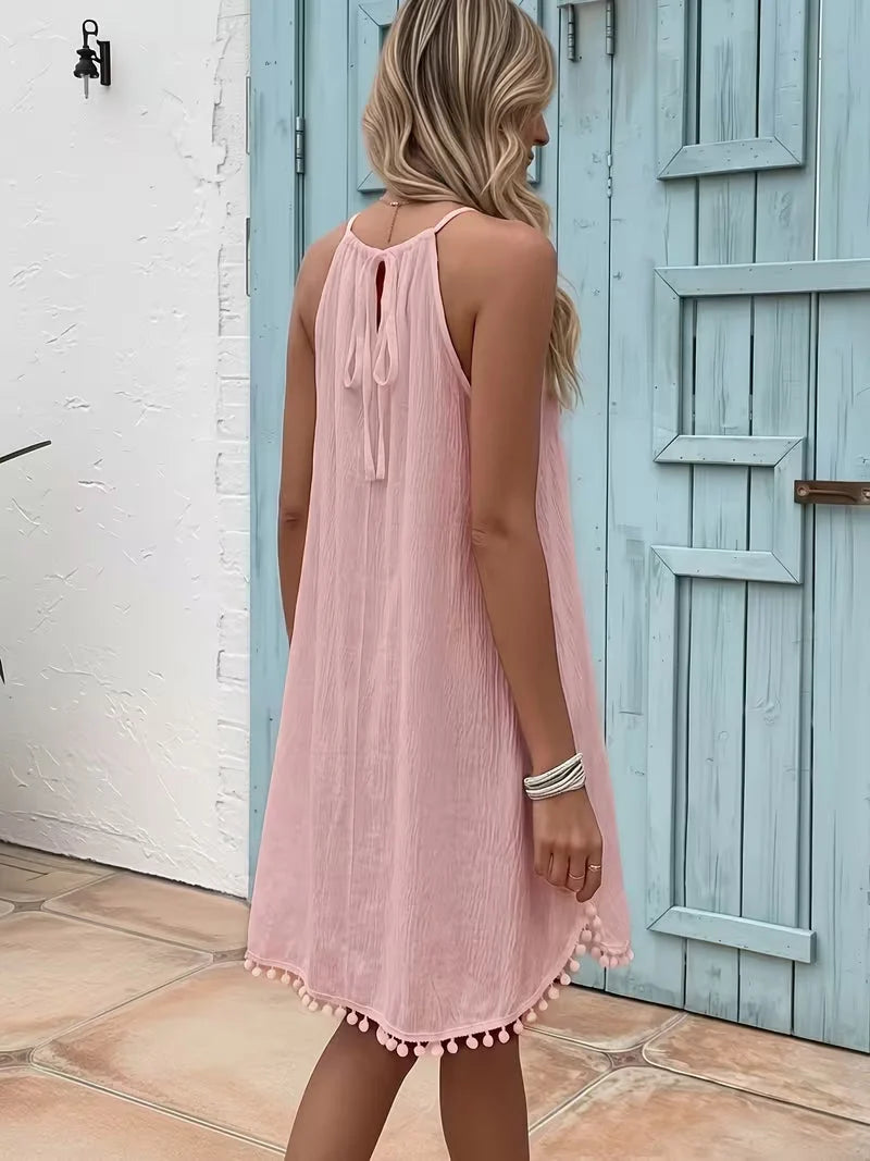 Shiena | Vestido Elegante de Crochet con Escote Halter