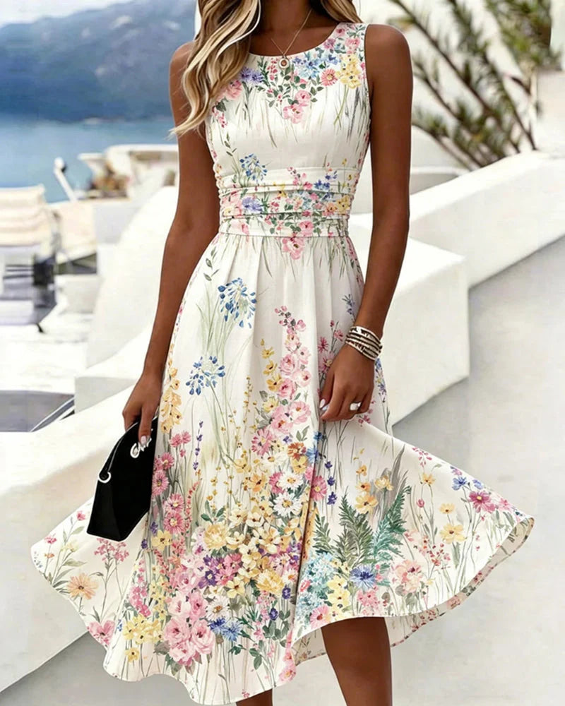Cristine | Vestido Floral sin Mangas + Bolso de Regalo