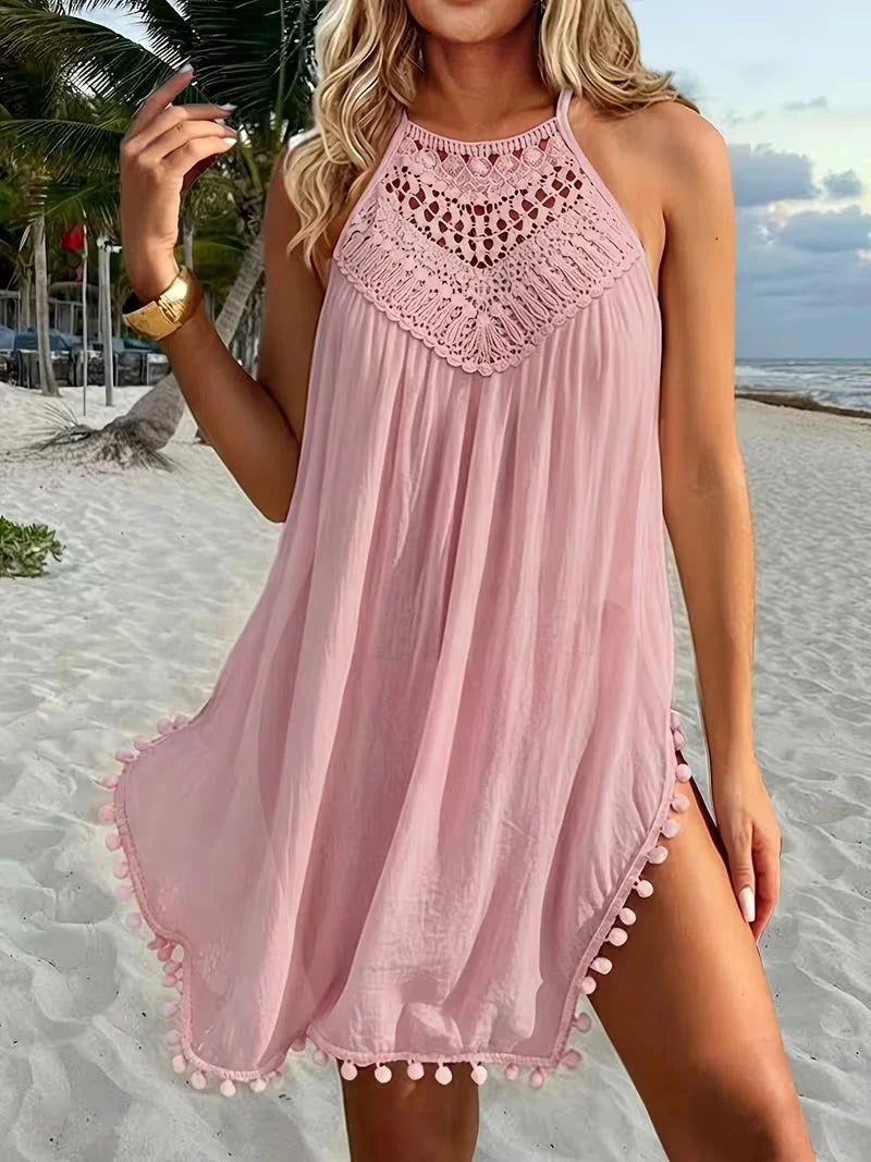 Shiena | Vestido Elegante de Crochet con Escote Halter