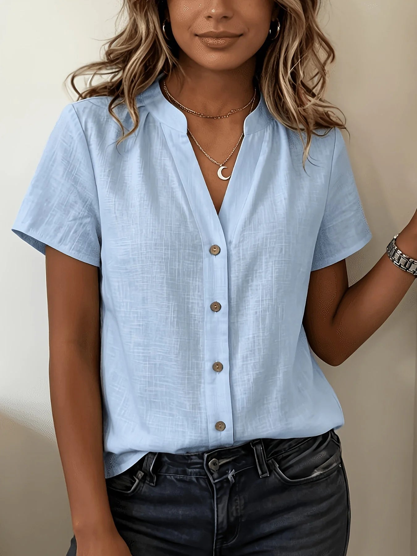 Sarika | Blusa de Manga Corta con Botones