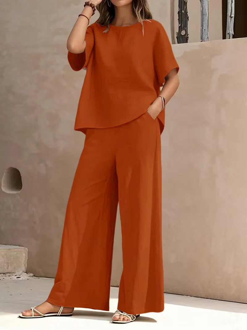 Josy | Conjunto de Camiseta de Manga Corta y Pantalón de Pernera Ancha