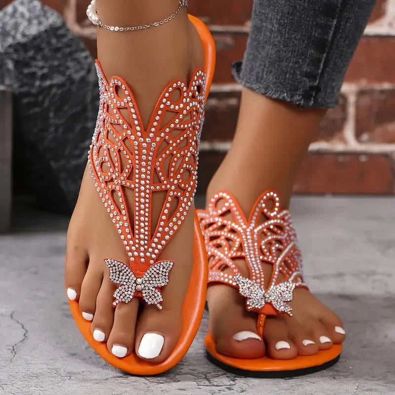 Thitera | Sandalias Elegantes de Piel con Detalle de Mariposa