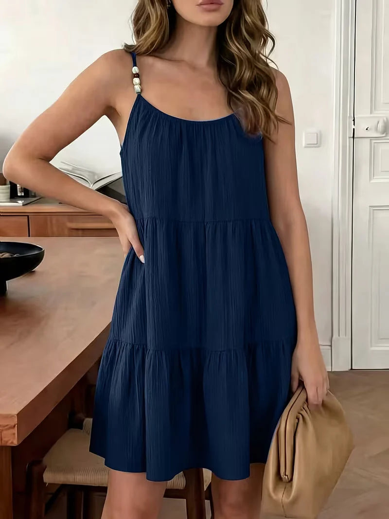 Masley | Vestido Corto Holgado con Tirantes Finos