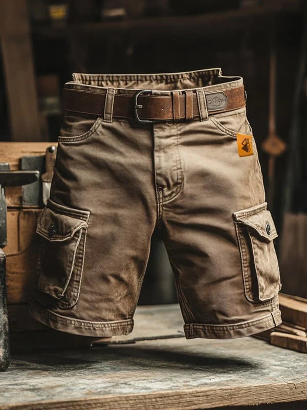 Gunnar | Pantalones Cortos Cargo Retro Multibolsillos + Cinturón de Regalo