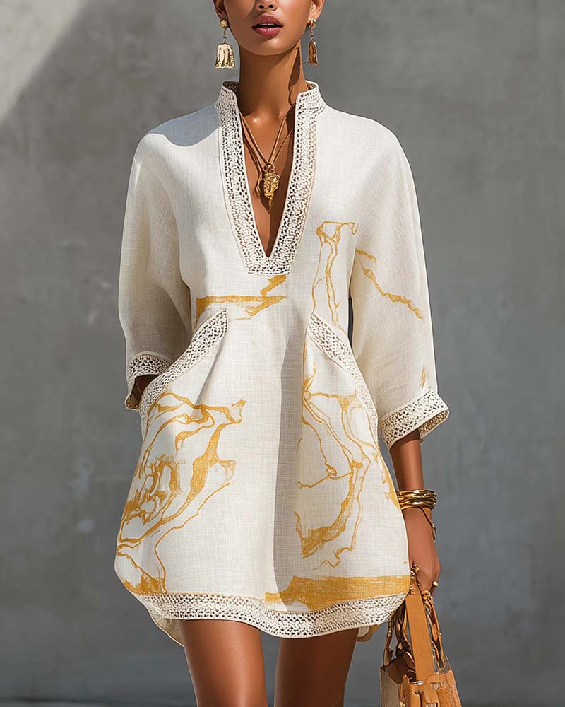 Sacce | Vestido Elegante de Cuello Alto con Mangas Semitransparentes