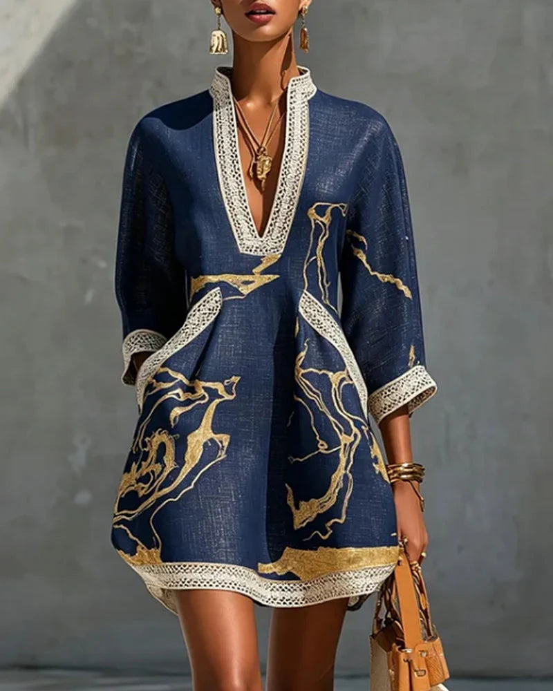 Sacce | Vestido Elegante de Cuello Alto con Mangas Semitransparentes