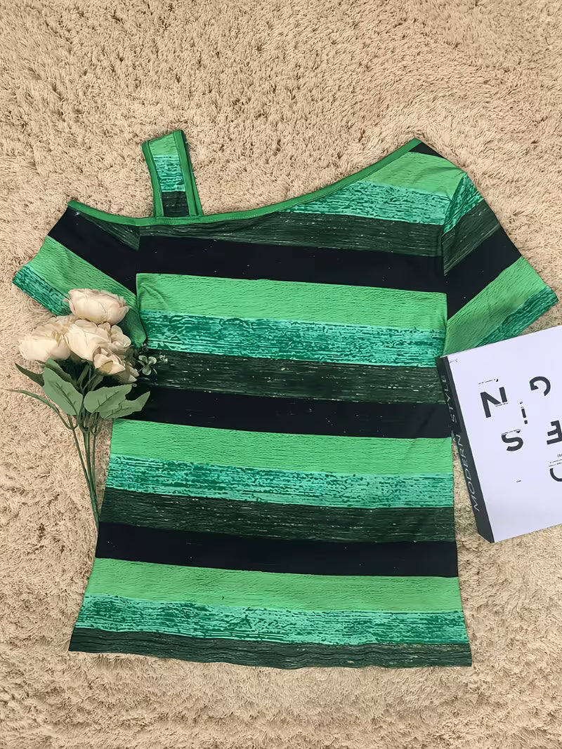 Sittina | Camiseta Rayada con Hombros Descubiertos