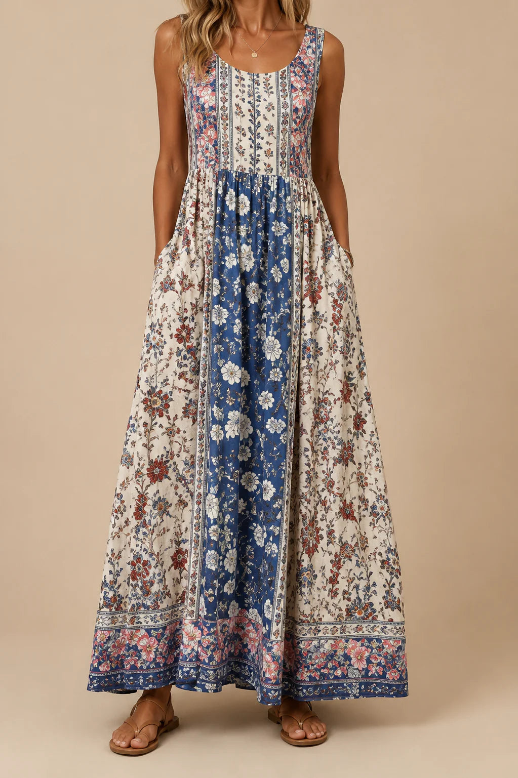 Raqual | Vestido Largo Floral con Bolsillos