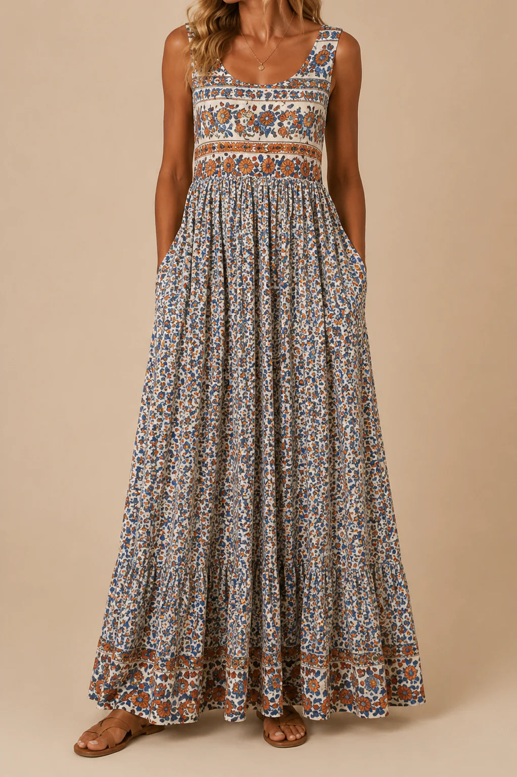 Raqual | Vestido Largo Floral con Bolsillos