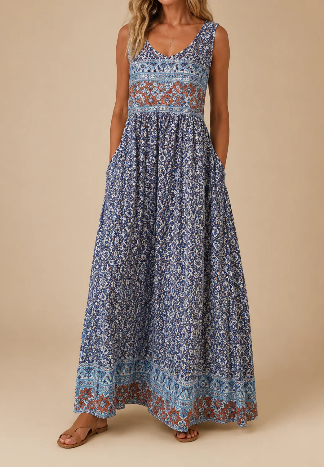 Raqual | Vestido Largo Floral con Bolsillos