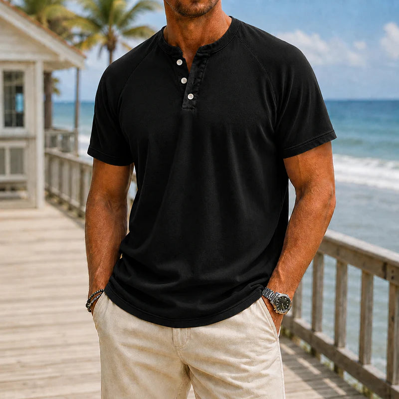 Austin | Camiseta Henley de Algodón Lavado
