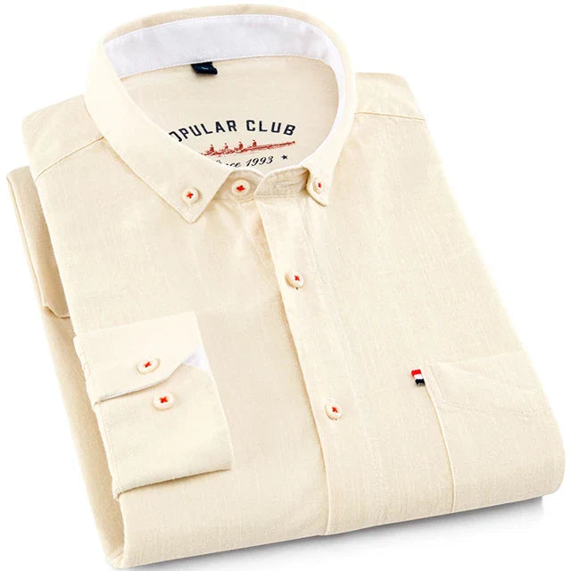 Iván - Camisa de manga larga en lino y algodón para hombre