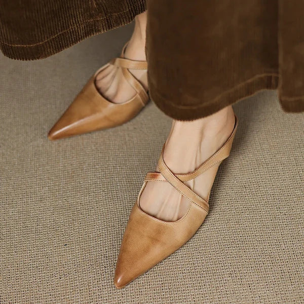 Carmela | Mules de Punta con Tiras Cruzadas