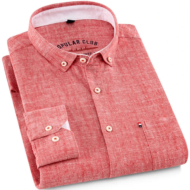 Iván - Camisa de manga larga en lino y algodón para hombre