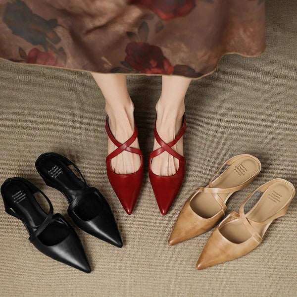 Carmela | Mules de Punta con Tiras Cruzadas