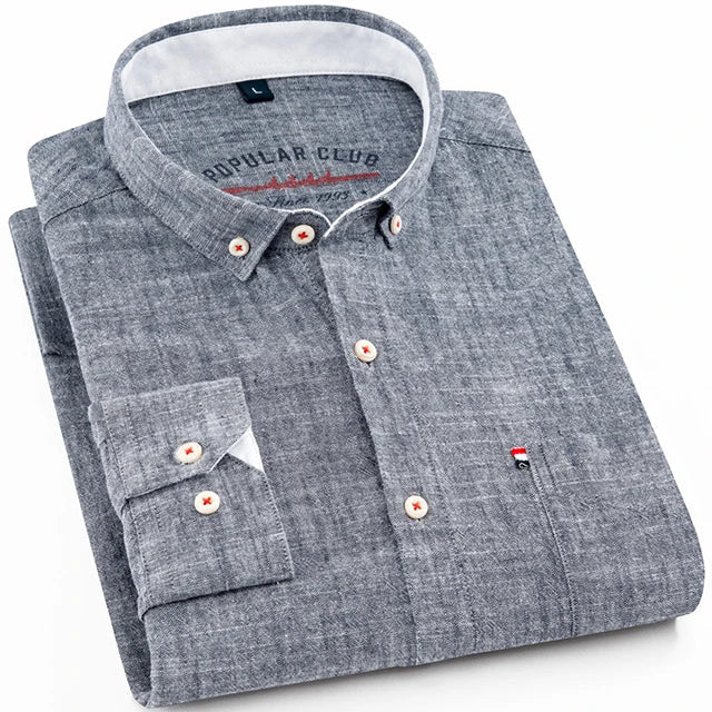 Iván - Camisa de manga larga en lino y algodón para hombre