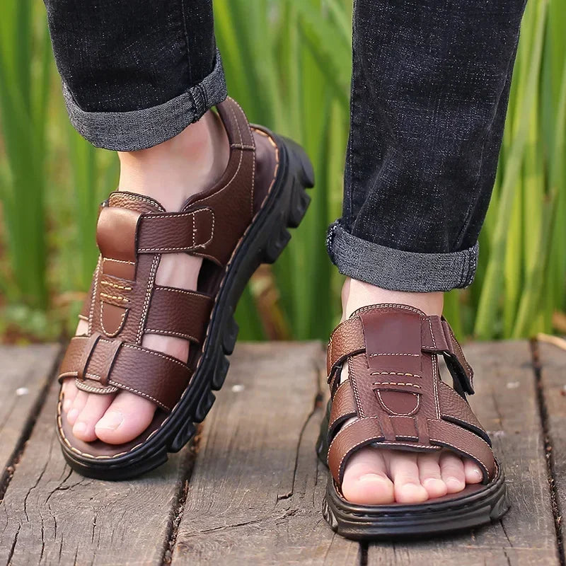 Erick - Sandalias casual de cuero para hombre