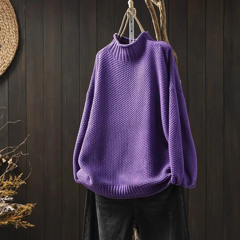 Helena™ Jersey de Cachemira con Cuello Alto y Patrón de Waffle