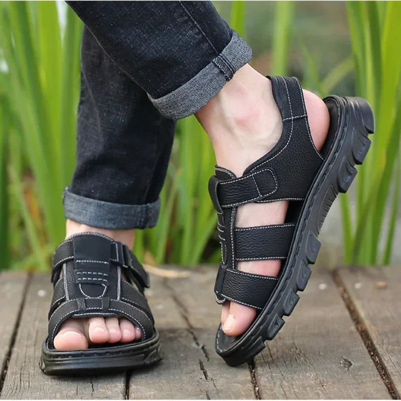 Erick - Sandalias casual de cuero para hombre