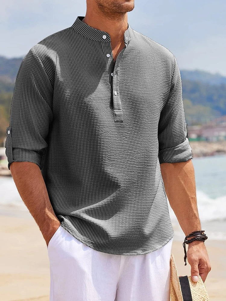 Gonzalo™ Camisa de manga larga de algodón-lino